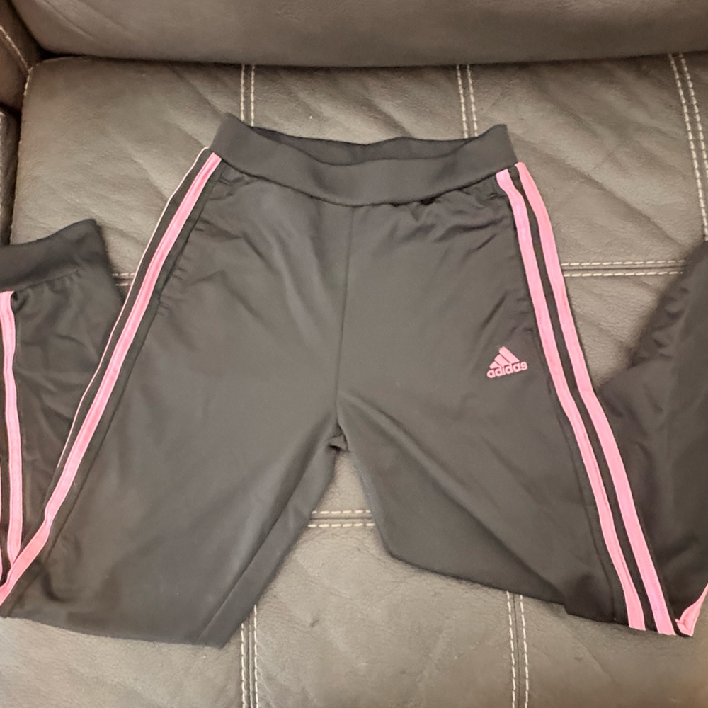 Adidas Black and Pink Sweatpants with Sleek Design
